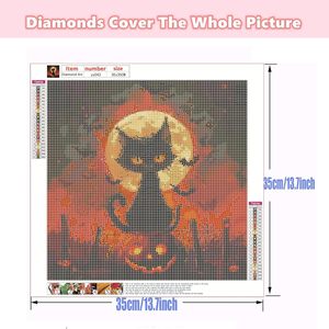 Kits <span class=keywords><strong>de</strong></span> <span class=keywords><strong>peinture</strong></span> à points diamantés personnalisés 5D Full Drill Factory Halloween Cat Art Beginner's DIY Crafts with Still Life Subject - Product Image 3