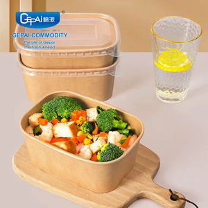 Bán buôn thân thiện với môi dùng một lần hình chữ nhật 500ml-1000ml giấy kraft ăn trưa Bát bao bì thực phẩm salad trái cây giấy tấm bát - Product Image 3