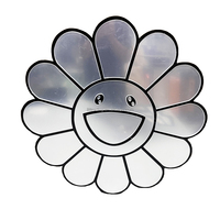 Miroir acrylique personnalisé décor autocollant mural adhésif découpé au laser argent 3d forme soleil fleur hibou lapin grand miroir acrylique