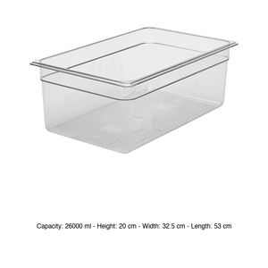 Recipiente para alimentos de policarbonato GN 1/1, 53 × 32.5 × 20 h cm, sin tapa, -100/+100 ° C - Product Image 3