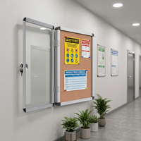 Tableau d'affichage mural scolaire verrouillable en liège, présentoir extérieur fermé avec tableau blanc magnétique en métal SC06