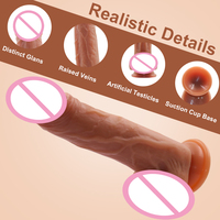 Vibromasseur télescopique réaliste chauffant en silicone liquide de qualité médicale, vibrant avec télécommande, pour femmes