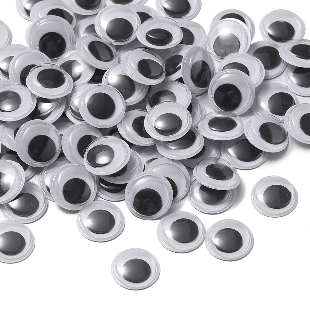 200 pièces d'yeux noirs et blancs avec support adhésif (6 mm)
