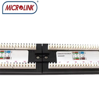Panel Patch Rak 24-Port 19-Inch 1U Hitam MICROLINK 180 Derajat RJ45 UTP Cat5e Non Shielded Bersertifikasi ISO9001