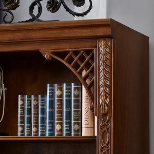 Bibliothèque de luxe en <span class=keywords><strong>bois</strong></span> <span class=keywords><strong>massif</strong></span> de qualité supérieure Cabinet d'étude combiné avec portes Armoire de rangement Étagère de bibliothèque de style européen - Product Image 2