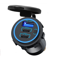 Chargeur de voiture QC3.0 avec affichage du voltmètre numérique LED et interrupteur tactile 12V 24V pour téléphone