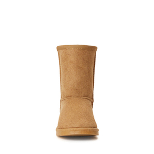 Camel Suede Look Mid Calf Winter <b>Boots</b> Slip On Stitched Classic Warm Shoes - Product Image 5