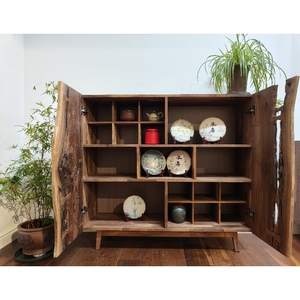 Gỗ rắn đa chức năng lưu trữ tủ Đen <span class=keywords><strong>Walnut</strong></span> hiển thị sideboard hình dạng tự nhiên Bảng điều khiển cho cuộc sống ăn uống nghiên cứu sử dụng phòng - Product Image 4