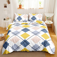 Housse de couette personnalisable en polyester 300TC, motif quadrillé simple, écologique, ensemble de literie tendance pour la maison