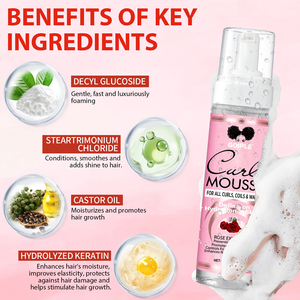 Private Label estratto di rosa arricciatura definizione <span class=keywords><strong>Mousse</strong></span> morbido volumizzante Anti-crespo migliora capelli naturali arricciatura schiuma per lo Styling <span class=keywords><strong>Mousse</strong></span> - Product Image 3