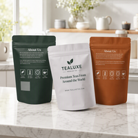 Sachets personnalisés imprimés à fermeture éclair pour thé, noix et snacks, emballage refermable en gros