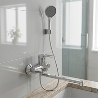 Ensemble de douche mural en laiton poli noir de haute qualité avec cartouche céramique et jet doux pour robinet de salle de bain et baignoire