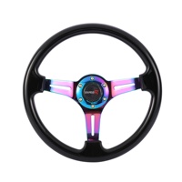Volant universel de course de voiture noir, 14 pouces, 12mm, avec direction de klaxon de dérive, plat en abs