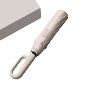 Classic Three-Folding Fully-Automatic Glass Fiber 8 Ribs <b>Windproof</b> Durable <b>Umbrella</b> Ring Buckle Handle Easy Carry Business Gifts - Product Image 1