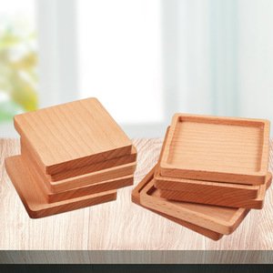 Posavasos de madera de haya, cuadrados, de madera maciza, aislantes del calor, para té, café y vajilla. - Product Image 1