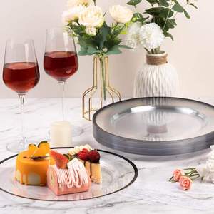 <span class=keywords><strong>Assiettes</strong></span> de présentation transparentes de 13 pouces avec bord noir, <span class=keywords><strong>assiettes</strong></span> de service en plastique pour mariage, fête, anniversaire, dîner, Noël - Product Image 6