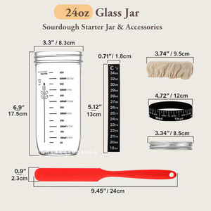 Pot en verre scellé résistant aux acides de 24 oz, directement de l'usine, récipient de fermentation pour la pâte, fabrication de <span class=keywords><strong>pain</strong></span>, conteneur de stockage hermétique pour <span class=keywords><strong>boulangerie</strong></span> - Product Image 2