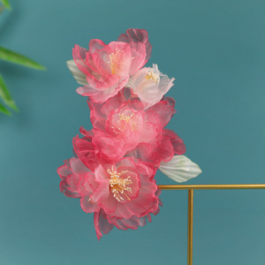 2026 New Spring Style Traditional Chinese Hair Clips, Handmade Gradient <b>Red</b> <b>Silk</b> Hair Accessories - Product Image 4