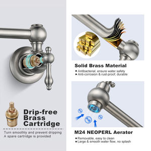 <span class=keywords><strong>Robinet</strong></span> de cuisine en laiton 2 poignées rotatif extensible <span class=keywords><strong>Double</strong></span> Joint bras oscillant <span class=keywords><strong>robinet</strong></span> pliant Pot <span class=keywords><strong>robinet</strong></span> de remplissage - Product Image 4