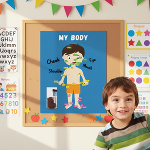 โปสเตอร์การเรียนรู้ร่างกายมนุษย์สำหรับเด็กแบบถอดได้พร้อมสติกเกอร์ติดผนังเพื่อการศึกษาสำหรับห้องเด็ก - Product Image 4