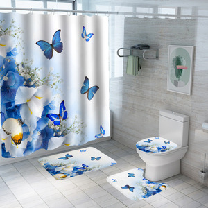 Drifting Rabbit Custom Printed Logo Design Classic 3D Digital Printed 100% Polyester Bathroom <strong>Shower</strong> <strong>Curtain</strong> <strong>with</strong> Buckle <strong>Lining</strong> - Product Image 5