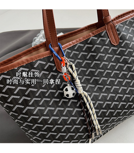 Sac à main ouvert de luxe LY, sac fourre-tout en PU, élégant, classique, rétro, géométrique, grande capacité, sac de shopping - Product Image 6