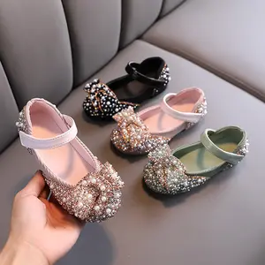Commercio all'ingrosso di fabbrica di dimensioni 21 a 36 ragazza principessa scarpe da bambino in pelle per bambini bambina di cristallo scarpe eleganti per il matrimonio