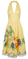 Robe longue décontractée à imprimé floral vintage, col halter, décolleté profond, sans manches, style bohème d'été pour femmes