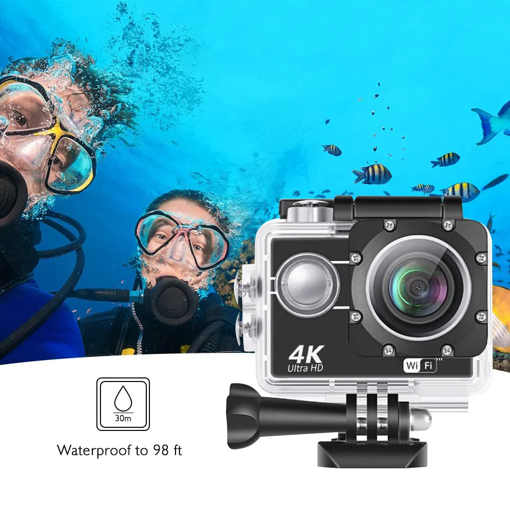 מקצועי מותאם אישית עמיד למים 2 אינץ 30FPS מלא 1080P HD ספורט פעולה לנטנה מצלמת 4K ספורט מצלמה