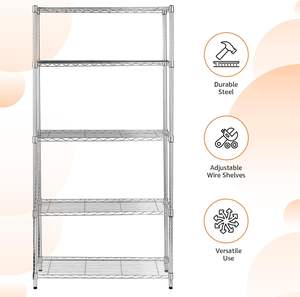 رفوف سلكية قابلة للتخصيص 5 رفوف تخزين خفيفة قابلة للتعديل وحدة غسيل الحمام خزانة - Product Image 5