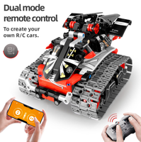 Coche de Acrobacias Robótico 3 en 1 con Programación por APP, Bloques de Construcción, Control Dual, Control Remoto 2.4G, Codificación, Juguete Educativo STEM DIY de Ladrillos para Niños