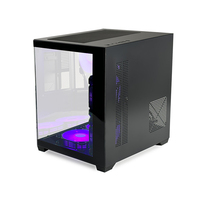 MANMU OEM Black Gamer CPU Desktop Mid Tower Aluminum Alloy Steel Transparent Side Panel Window Computer Case MicroATX 5