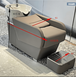 Chaise de lavage de cheveux inclinable de luxe <span class=keywords><strong>du</strong></span> Guangdong, fauteuil de salon, lavabo et chaise pour shampooing, prix - Product Image 4