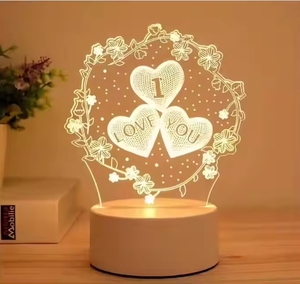 مصباح ليلي ثلاثي الأبعاد LED USB حديث جديد 5 واط مصباح جو من الأكريليك أنيق أنيمي ثلاثي الأبعاد أبيض دافئ لطاولة غرف نوم الأطفال - Product Image 3