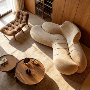 Juego de Sofás Curvos Modernos de Tela, Sofá Redondo Blanco para Sala de Estar, Sofá Semicircular de Estilo Bouclé para Apartamentos Pequeños, Muebles para el Hogar - Product Image 6