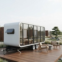 Maisonnette modulaire moderne de haute qualité, type Apple Cabin, en conteneur préfabriqué, structure légère en acier et laine de roche, installation rapide, certifiée CE