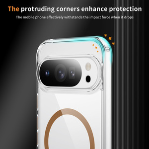 Mạnh Mẽ Từ Trường Hợp Rõ Ràng Với Nút Kim Loại Chất Lượng Cao Chống-Vàng Trong Suốt Chống Sốc Trường Hợp <span class=keywords><strong>TPU</strong></span> + PC Trường Hợp Cho <span class=keywords><strong>Pixel</strong></span> 10 - Product Image 4