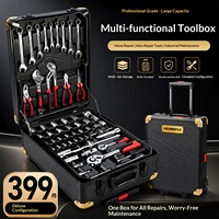 Meilleure vente transfrontalière : Coffret d'outils de réparation automobile en acier au carbone, 187/399 pièces, avec clé à cliquet et douilles rapides