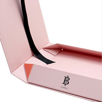 Boîte plate pliable en papier rose de luxe, emballage de stockage en carton, ruban magnétique, boîtes cadeaux avec votre Logo pour mariage
