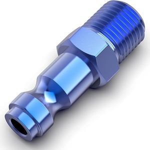 Anodized Blue Aluminum 1/4 Npt Male Pneumatic Quick Connector For Air Tools - Product Image 2