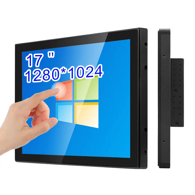 Monitor tampilan sentuh kapasitif datar LCD industri tahan air 17 inci 1280*1024 dengan HD-MI Antarmuka VGA USB