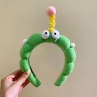 Serre-tête en peluche antidérapant personnalisable OEM, motif dessin animé mignon à grands yeux pour enfants - Accessoire de mode pour cheveux avec design fait main