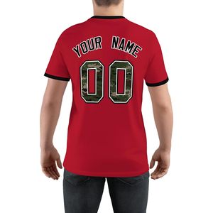 Camiseta Personalizada Unisex de Manga Corta con Cuello Redondo, Diseño de Camuflaje Rojo, Número, Nombre, Equipo Deportivo, Transpirable, de Poliéster - Product Image 2