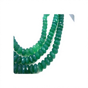 Cuentas facetadas de ónix verde de alta calidad premium de 7 pulgadas, 7-8 mm, certificadas por terceros por Alif International para la fabricación de joyas - Product Image 1