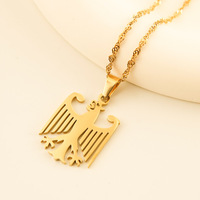 Collier unisexe sportif avec pendentif aigle allemand en acier inoxydable et chaîne à motif vague d'eau, pour le marché international