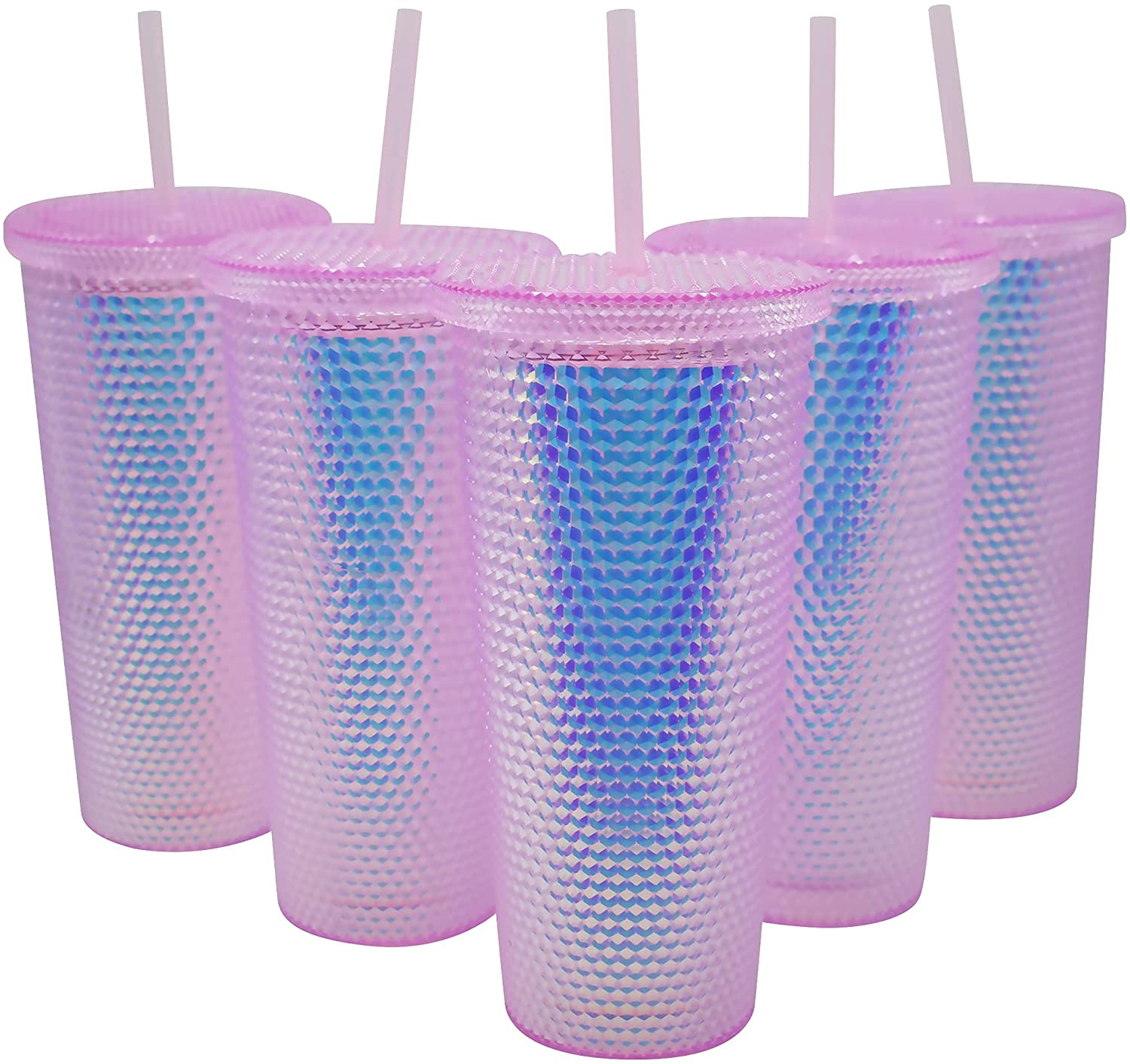 Amazon hot selling Wholesale Customized 24oz BPA Free Double Wall Plastic New Design Diamond Straw Tumbler with lid and straw21