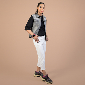 Pantalons Capri pour femmes, usage sportif et décontracté, vente en gros, pantalons courts durables avec fermeture éclair et bouton, pantalons capri personnalisés pour femmes - Product Image 2