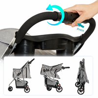 Poussette pliable à 3 roues pour animaux de compagnie avec amortisseur, porte-gobelet, panier de courses, tapis en polaire, fenêtre pour chien, personnalisable OEM