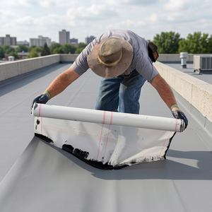 Tissu de toiture non tissé en polypropylène et polyester, membrane imperméable haute résistance pour la construction et l'industrie - Product Image 1