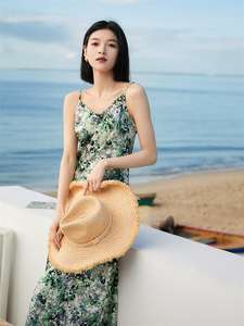 Elegante vestido con cuello en V, estampado impresionista de jardín, acetato de lujo floral francés con vestidos casuales cortados al bies - Product Image 4